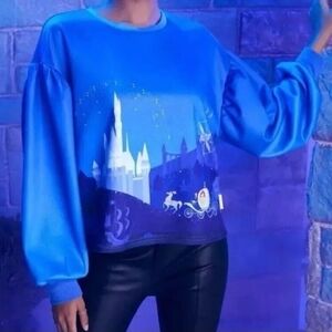 Disney Blue Castle Scene Women's Sweater